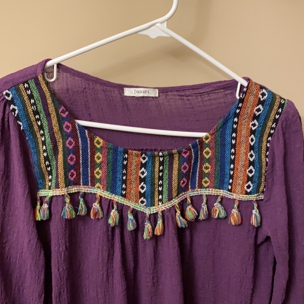 Jodifl Boho Lace tassel top purple S/M - Picture 2 of 9